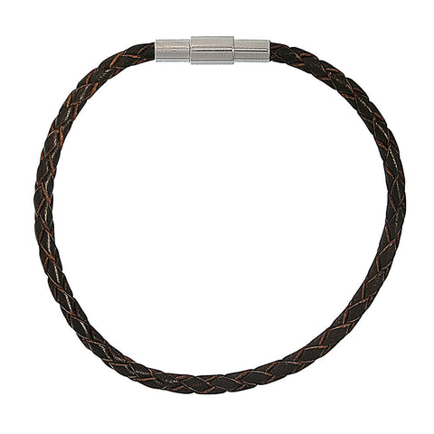 Barcelona Brown Braided Leather Bracelet