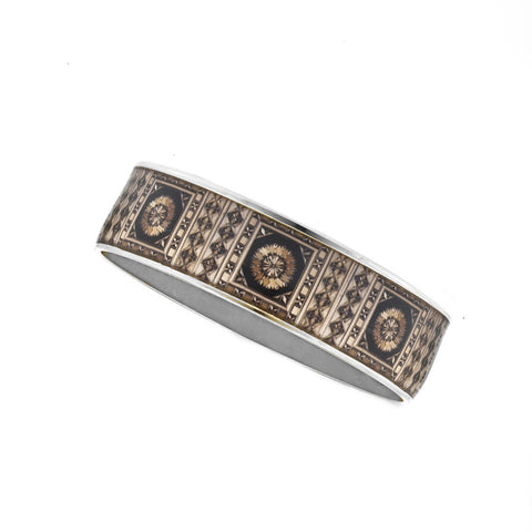 MAYA Silvertone Russian Marquetry 3/4” Bracelet