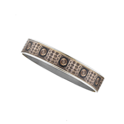 MAYA Silvertone Russian Marquetry 3/8” Bracelet