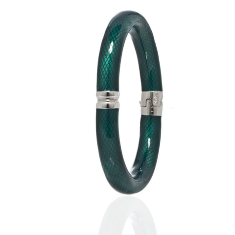 Silvertone Emerald Snakeskin Bracelet
