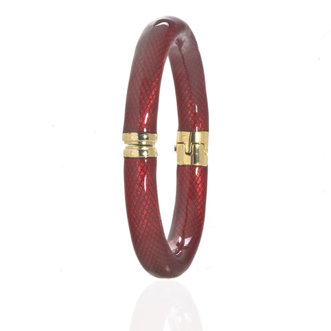 Gold Tone Red Snakeskin Bangle Bracelet
