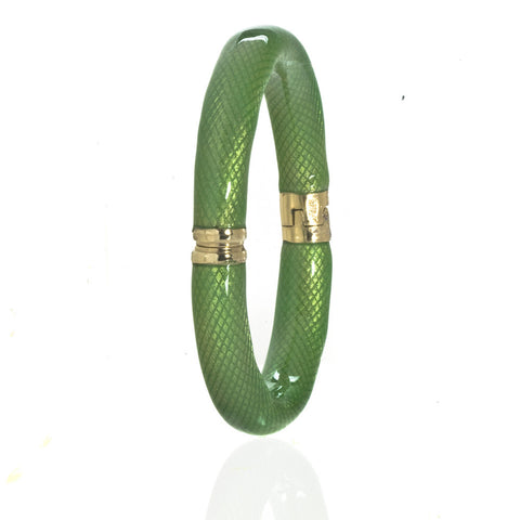 Gold Tone Green Snakeskin Bracelet