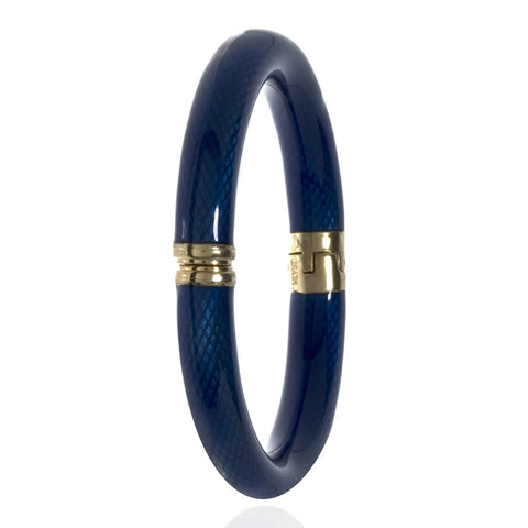 Gold Tone Navy Enamel Snakeskin Bracelet