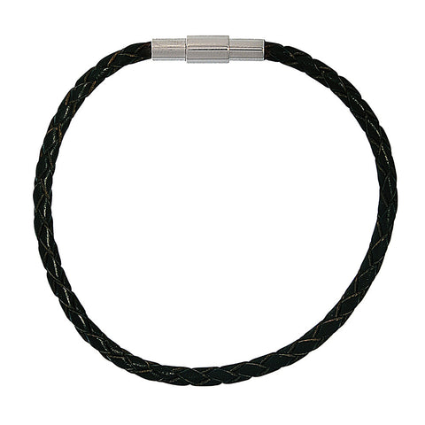 Barcelona Black Braided Leather Bracelet